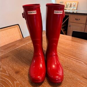 Hunter Red Rain Boots Size 8